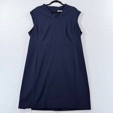 NEW MM. LaFleur Shift Dress Women 2X Navy Blue Sleeveless Corporate Quiet Luxury