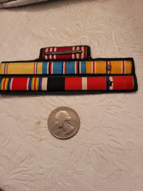 VINTAGE US ARMY NCO RIBBON RACK SET w/ STARS & DEVICE MADE IN GERMANY USED-EXC!