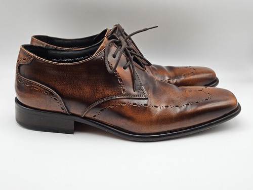 Marks & Spencer Autograph By Jeffery West Brown Leather Square Toe Shoes UK 7 - Picture 5 of 15