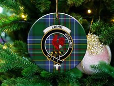 Laing Clan Scottish Tartan Crest Ceramic Ornament