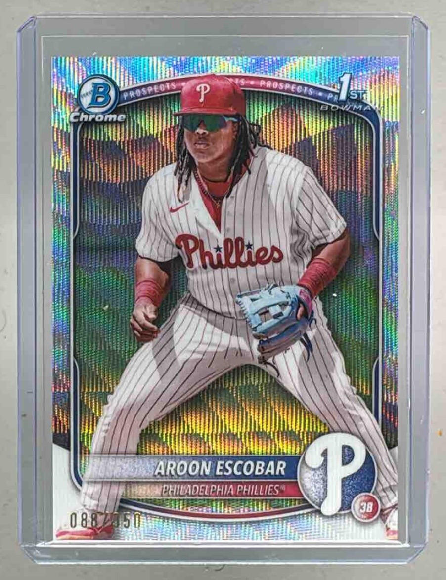 Aroon Escobar 2025 Bowman Chrome #BCP-65 Wave Refractor 1st RC /350