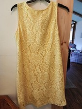 Yellow Crochet Dress Sz L By New York & Company Knee Length