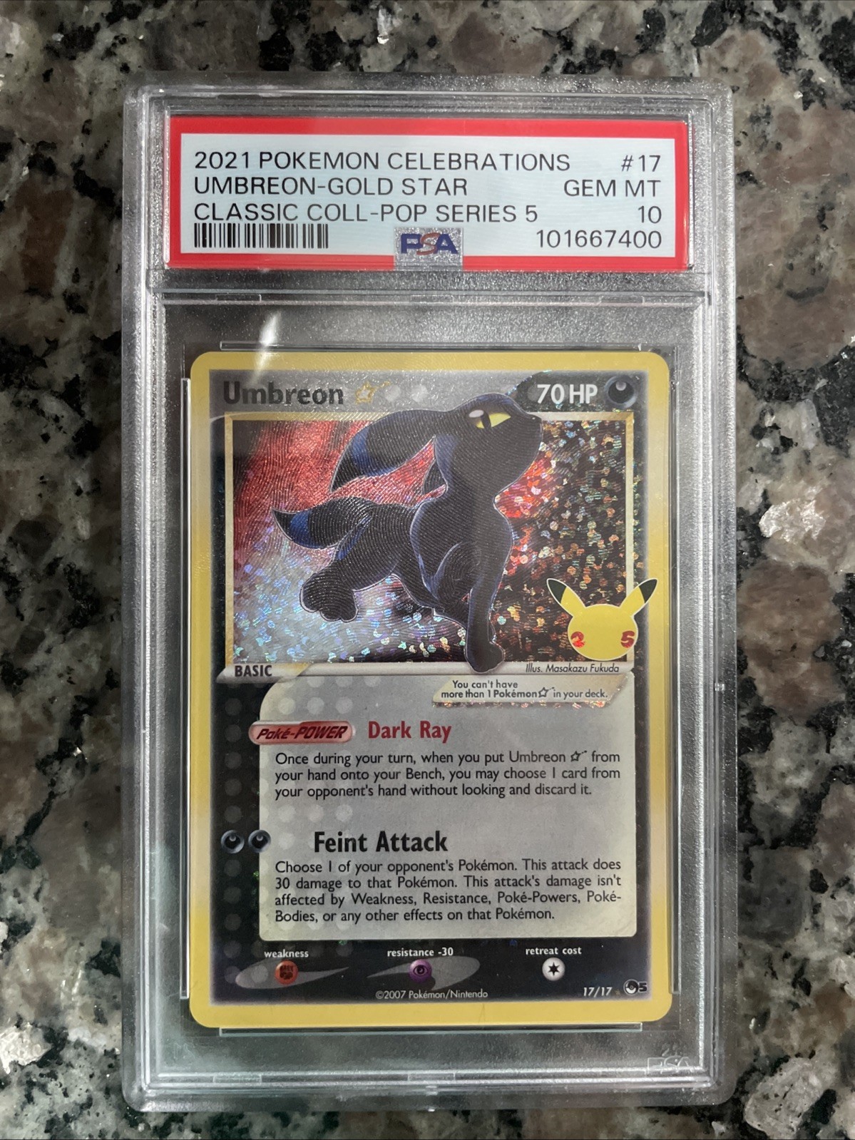 2021 Pokemon Celebrations POP Series 5 #17 Umbreon Gold Star PSA 10 GEM MINT