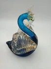Vintage MCM Murano Blue & Clear & Gold Art Glass  Swan Bird Of Paradise Figurine
