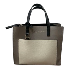 Marc Jacobs Mini Leather Tote Gray Beige Front Pocket Used