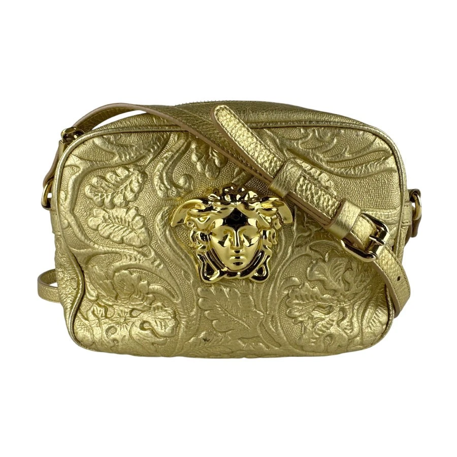 Versace — Auth VERSACE Medusa Shoulder Bag Gold Leather/Metal - z9697