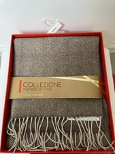 M&S Collezione Beige & Brown 100% Cashmere Fringed Scarf BNIB New