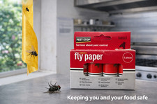 Pest-Stop Fly Papers Trap Strips Sticky Fly Catcher Pack 4 Indoor