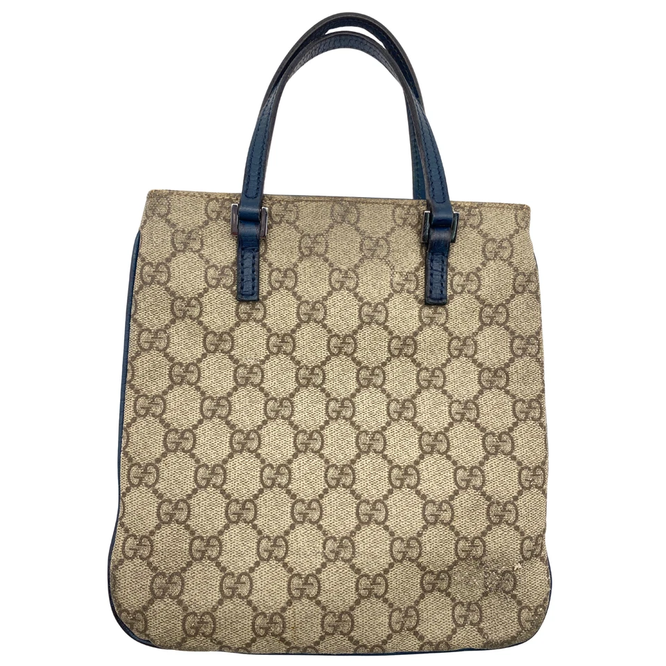 GUCCI  Tote Bag handbag Beige blue GG Supreme Leather Authentic From Japan - Image 2 of 4