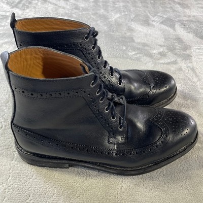 Polo Ralph Lauren Brogue Chukka Boots Nickson Mens 9 Black Leather Wingtip