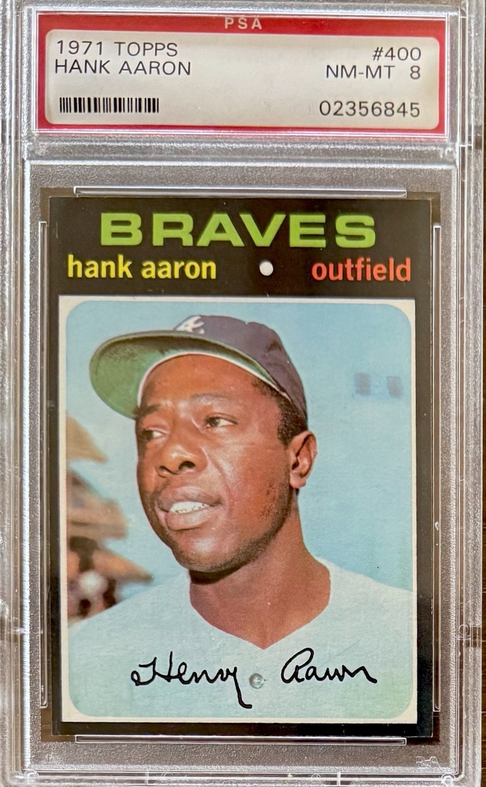 Hank Aaron 1971 Topps Atlanta Braves Baseball Card #400 PSA 8 (CENTERED)