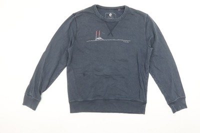 Due South Herren Sweatshirt blau Grafik Rundhals XS