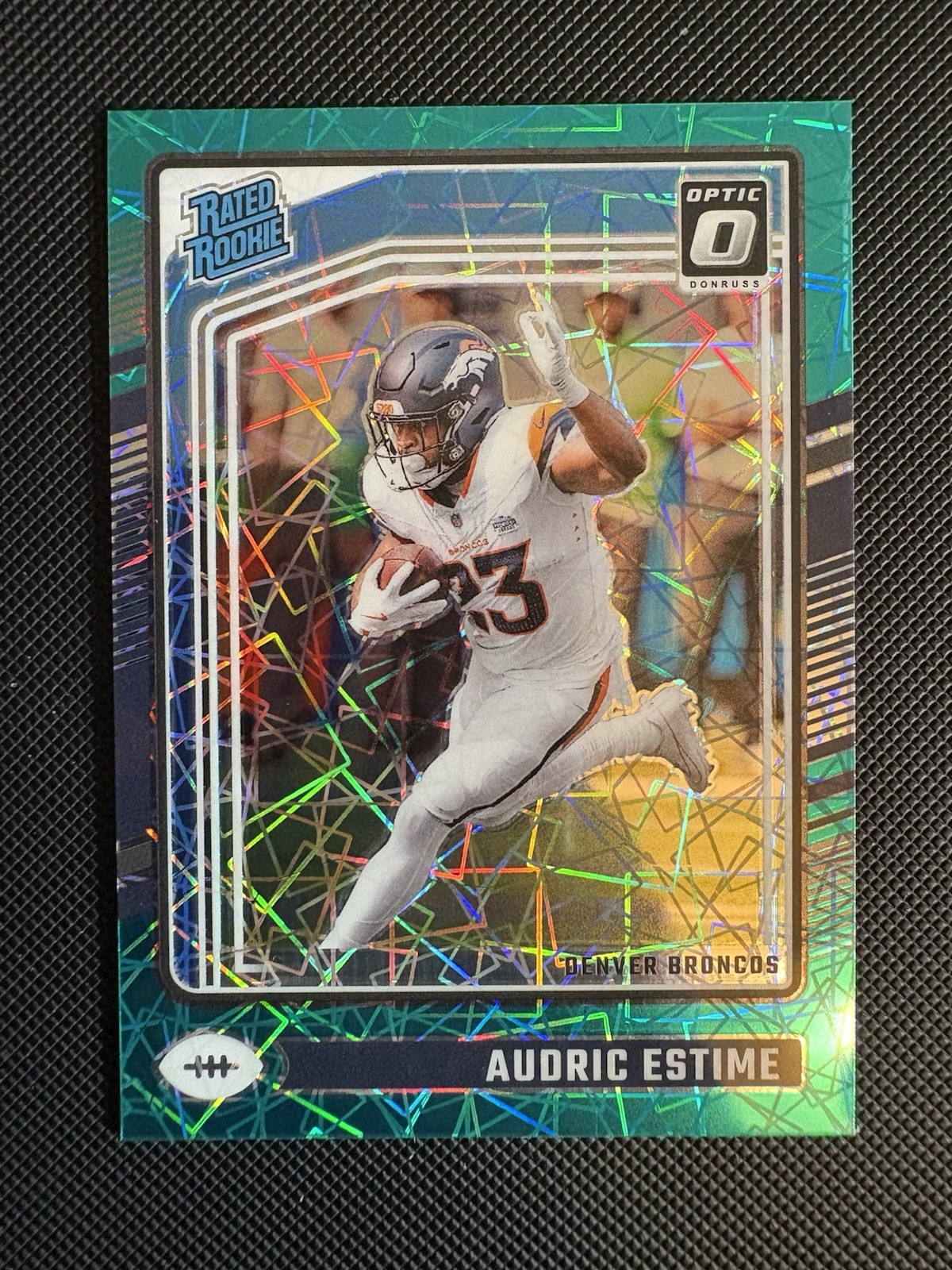 2024  Donruss Optic Audric Estime Teal Velocity 206 Rookie RC Denver Broncos SP