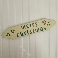 Vintage Wooden Merry Christmas Wall Sign Rustic Farmhouse Cottage Primitive 16"