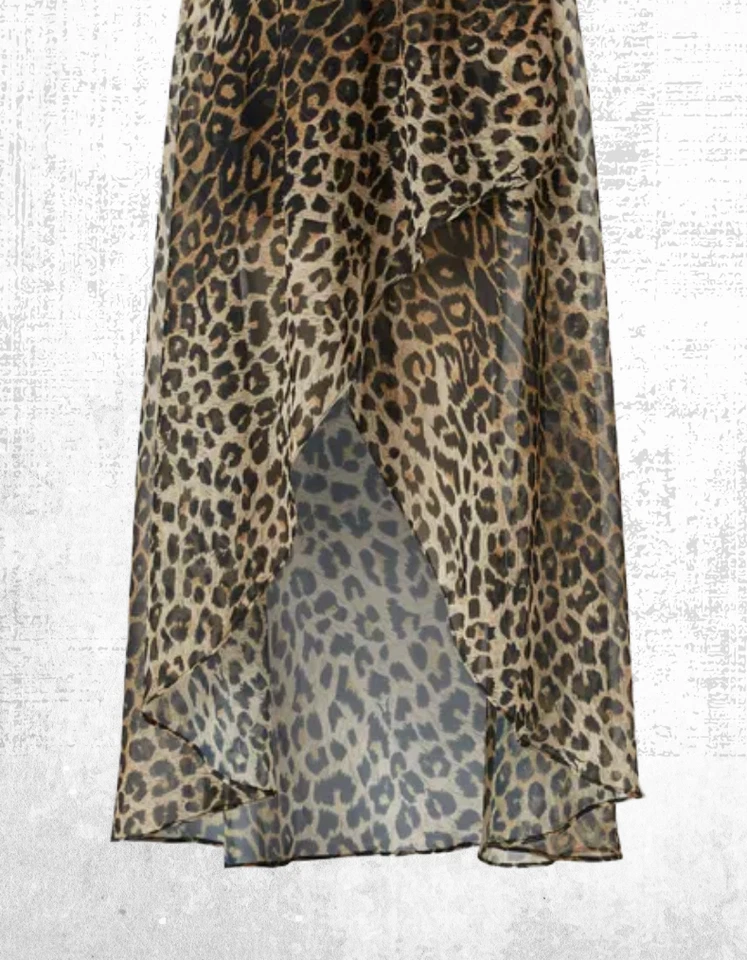 Women’s ALLSAINTS Skirt Slvina Scatter Skirt Animal Print Asymmetric Ruffled Hem - Image 3 of 4
