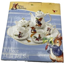 Beatrix Potter Reutter Porcelain Germany Vintage 10 Piece Mini Tea Set NIB 2002