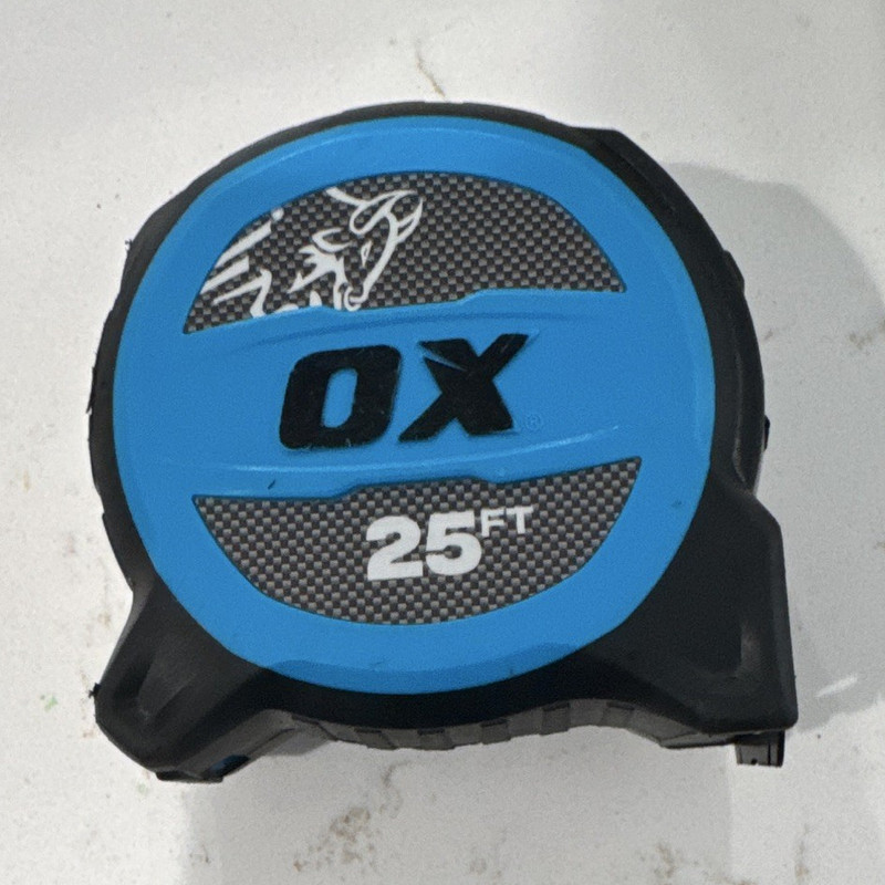 OX 25 ft Retractable Measuring Tape, Standard SAE, Blue/Black