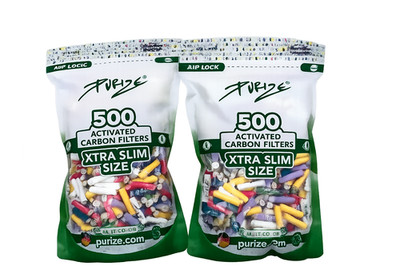 PURIZE Xtra Slim Size Aktivkohlefilter DOYPACK Ø 6mm - (1000 stk.)  MEGA PACK  