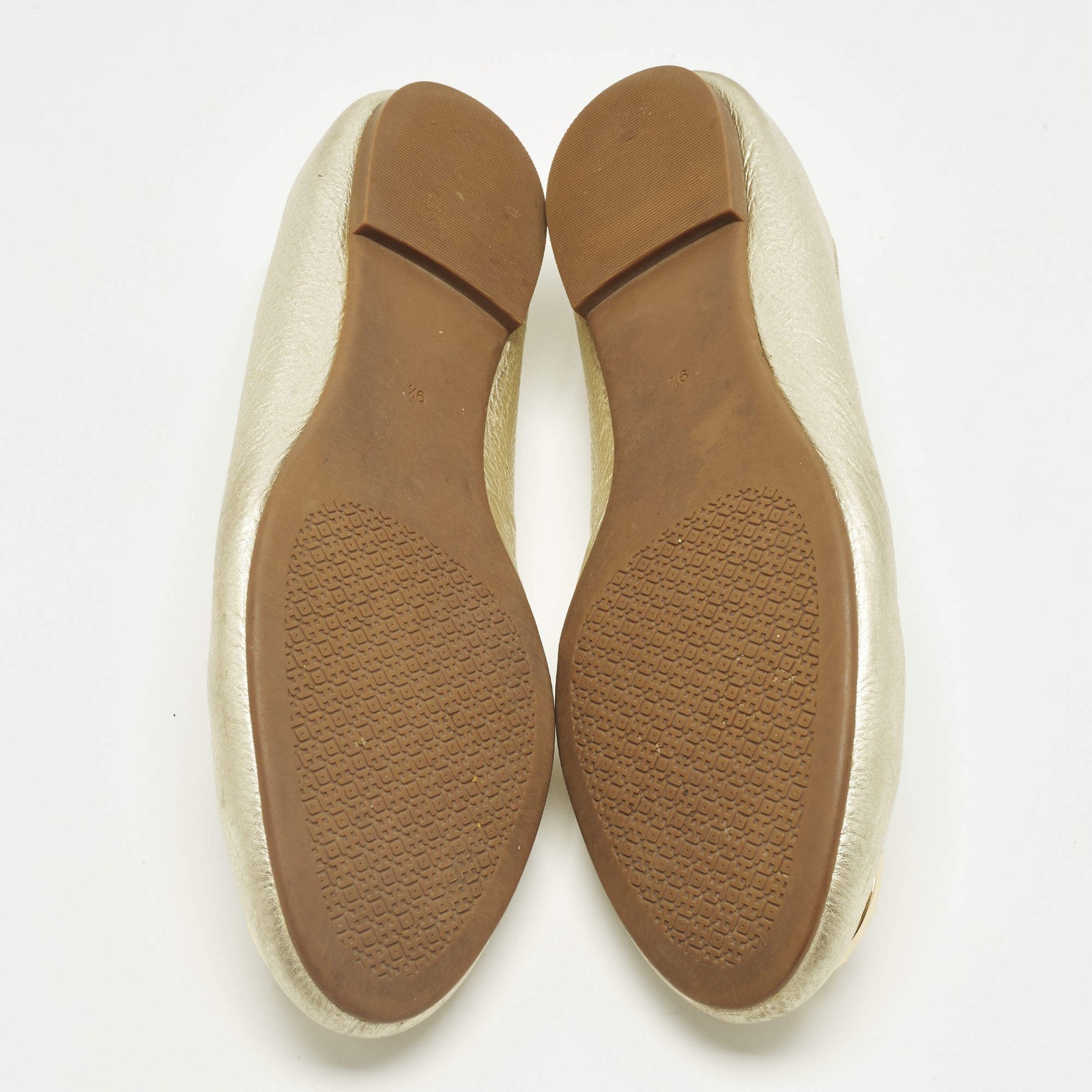 Tory Burch Claire Size 39.5 Gold Patent Leather Ballet Flats thumbnail 7
