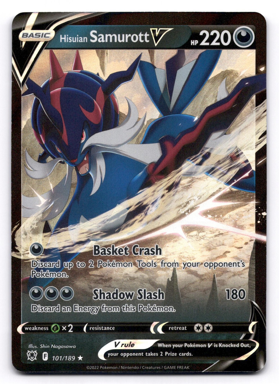 Hisuian Samurott V NM 101/189 Holo Astral Radiance Pokemon Holo V Rare