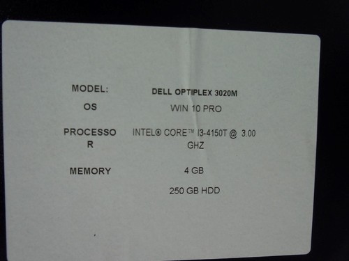Dell OptiPlex 3020M Micro Core i3-4150T 3.00GHz 4GB 250GB HDD W10 PC (O231) - Bild 7 von 13