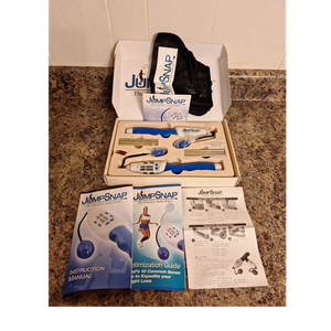 JumpSnap Ropeless Jump Rope Kit Weighted Digital Counter Blue/White Bag