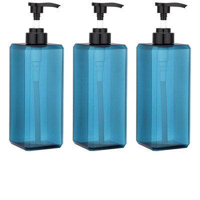 Suream Soap and Lotion Dispenser Set, 27oz/800ml Blue Shampoo and Conditioner Bo