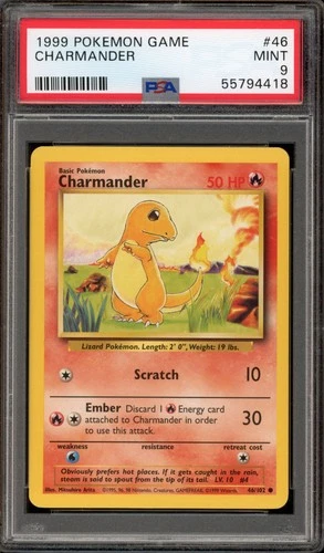 Pokemon Charmander Base Set Unlimited #46 PSA 9 Mint