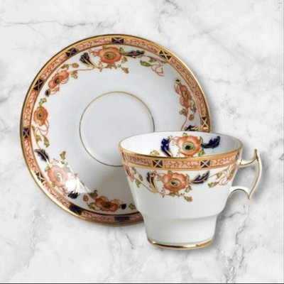 Vintage Thomas Forester Orange Floral Cup & Saucer Set | Bone China | Exc Cond