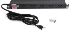 1U 19" Rack Mount Server Network PDU Power Strip, 10 Right Angle Outlets 15A