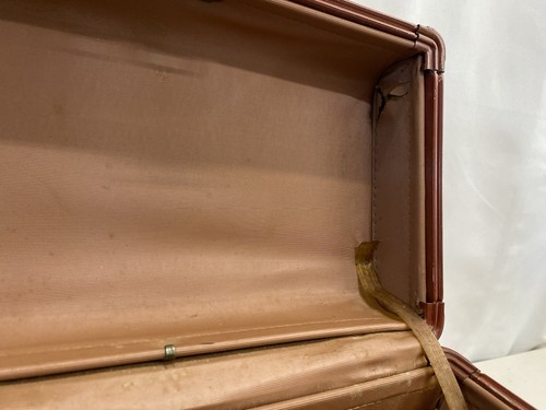 Vintage 1950’s Samsonite Shwayder Bros Leather Luggage Train Case Brown - No Key - Bild 12 von 14