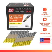 3 In. X 0.120 In. 30° Paper Collated Vinyl Coated Smooth Shank Clip-Head Framing