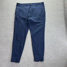 Rhone Pants Men's Medium Navy Pockets Commuter Tapered Leg Ankle Zip Chino