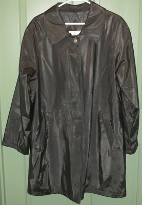 British Mist Women's Black Lined Full Zip & Button Trench Raincoat Jacket Size S