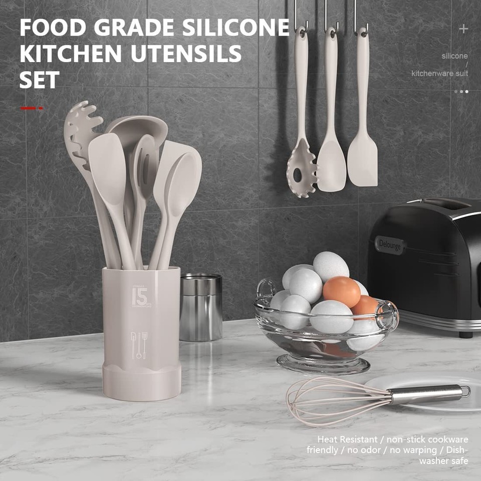 Silicone Cooking Utensils Set 446°F Kitchen Utensils,Turner Tongs