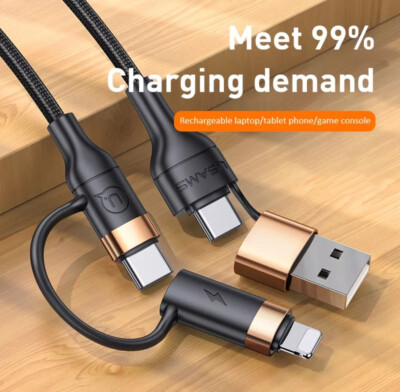 Ladekabel 4in1 Multi Schnell USB Typ-C 60W PD Handy für Samsung iPhone Huawei
