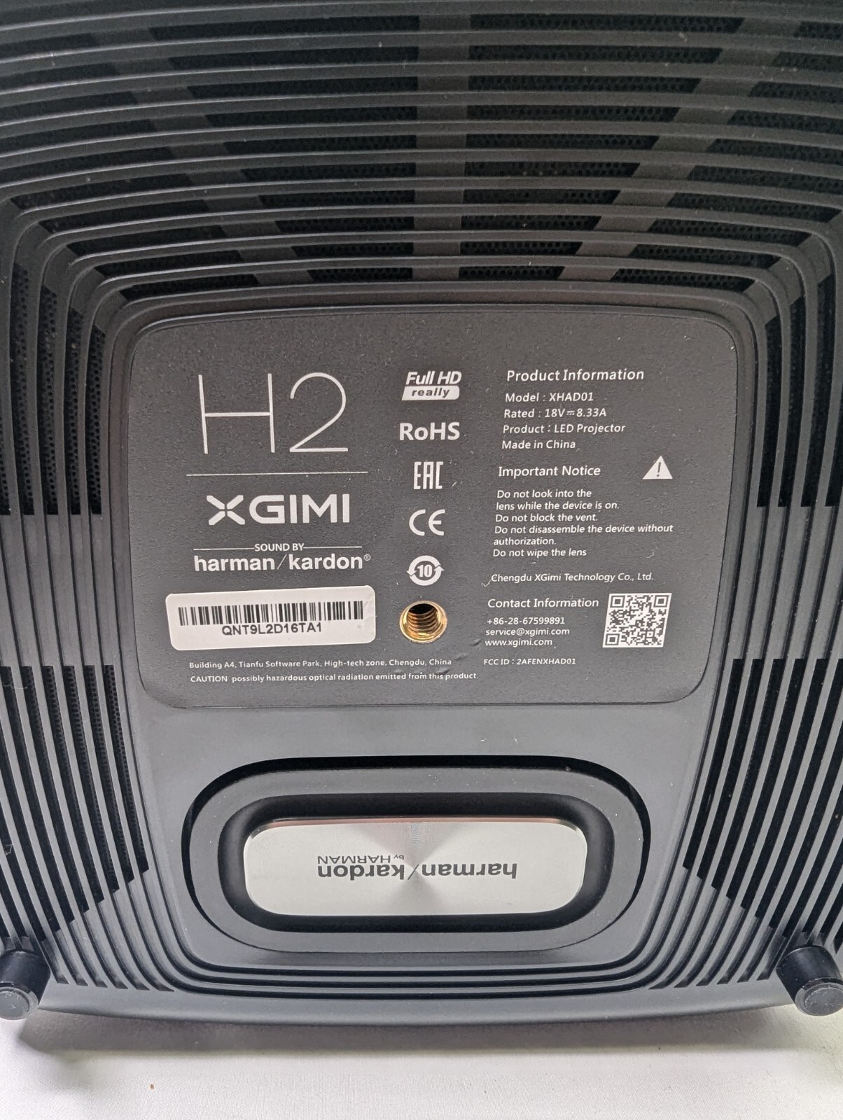 DEFECTIVE XGIMI XHAD01 H2 4K HOME THEATER SMART PROJECTOR WITH REMOTE  I G3D