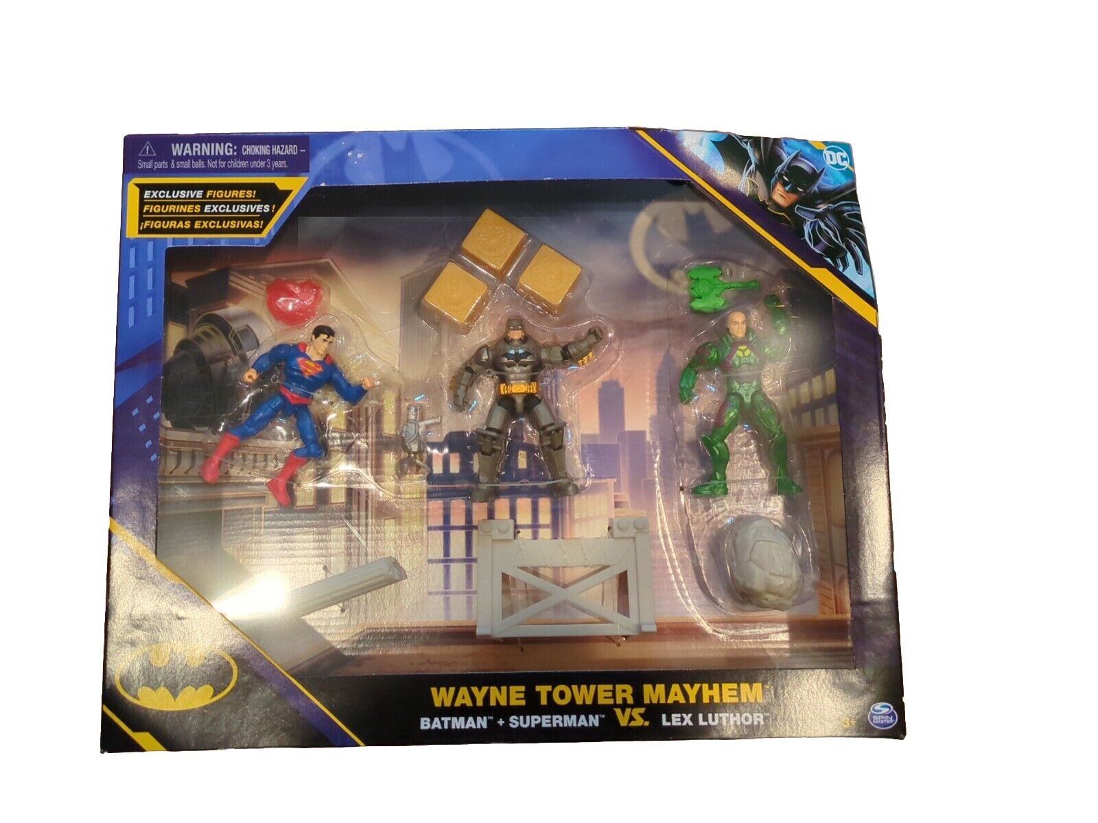 DC Comics Wayne Tower Mayhem Action Figure Playset with Batman Superman & Lex