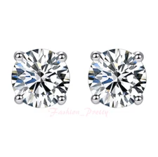 Pretty 1/2 Carat Moissanite Stud Earrings Set in 14 Karat White Gold & Screwback