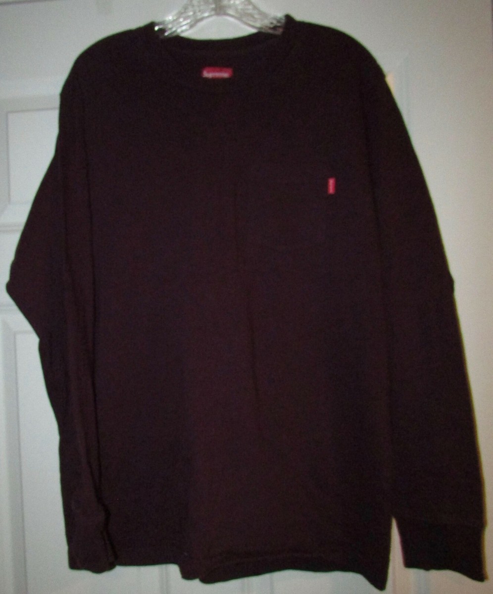 Supreme Long Sleeve Pocket T-Shirt Small Logo Dark Burgundy Size