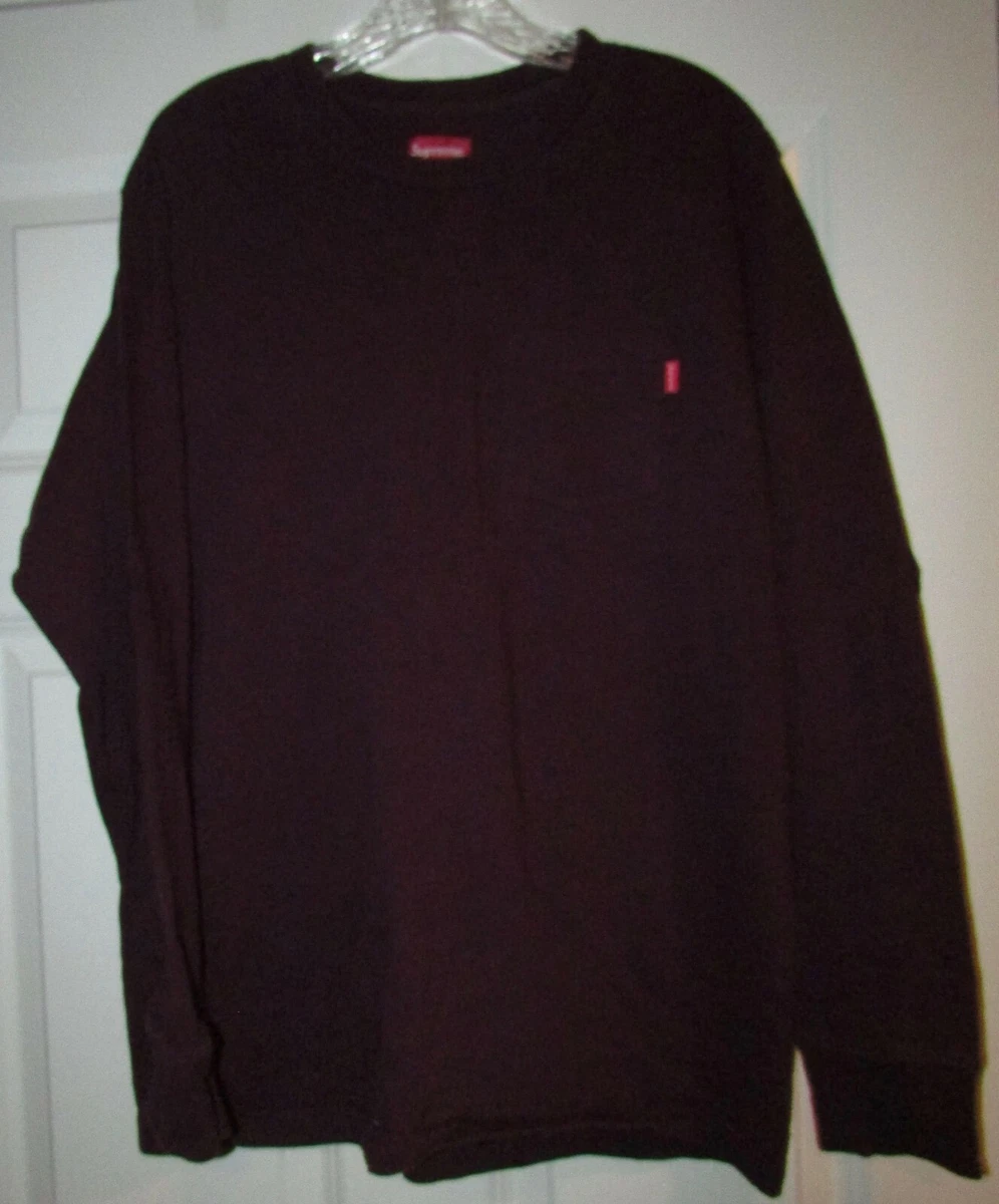 Supreme Long Sleeve Pocket T-Shirt Small Logo Dark Burgundy Size Medium