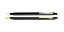 Cross Century Classic Matte Black 23kt Gold Ballpoint Pen and 0.7 Pencil Set NEW