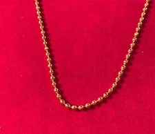 14KT GOLD PLATED 18 INCH 2.4MM BALL CHAIN NECKLACE W/ MILITARY CLASP