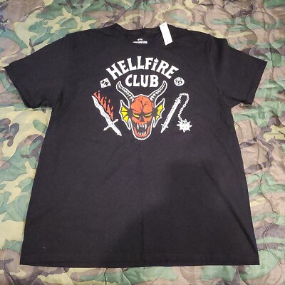 Netflix Stranger Things Hellfire Club Shirt T-Shirt Black Size XL 