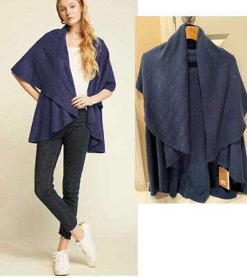 Look By M Women's Basic Shawl Vest In Coral Blue One Size