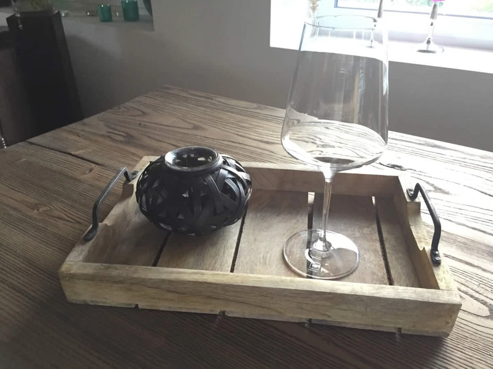 Exklusives Mango-Holz Serviertablett 38-56cm Griff-Tablett Betttisch Betttablett - Bild 4 von 4