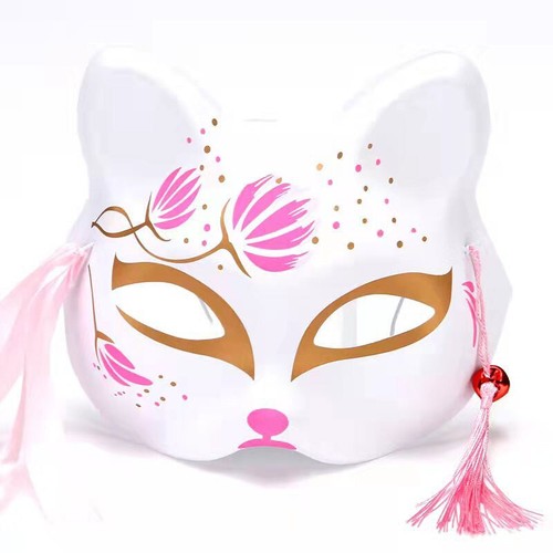 Masquerade Anime Fox Cat Half Face Mask Kabuki Kitsune Costume Cosplay Mask Prop - Picture 33 of 39