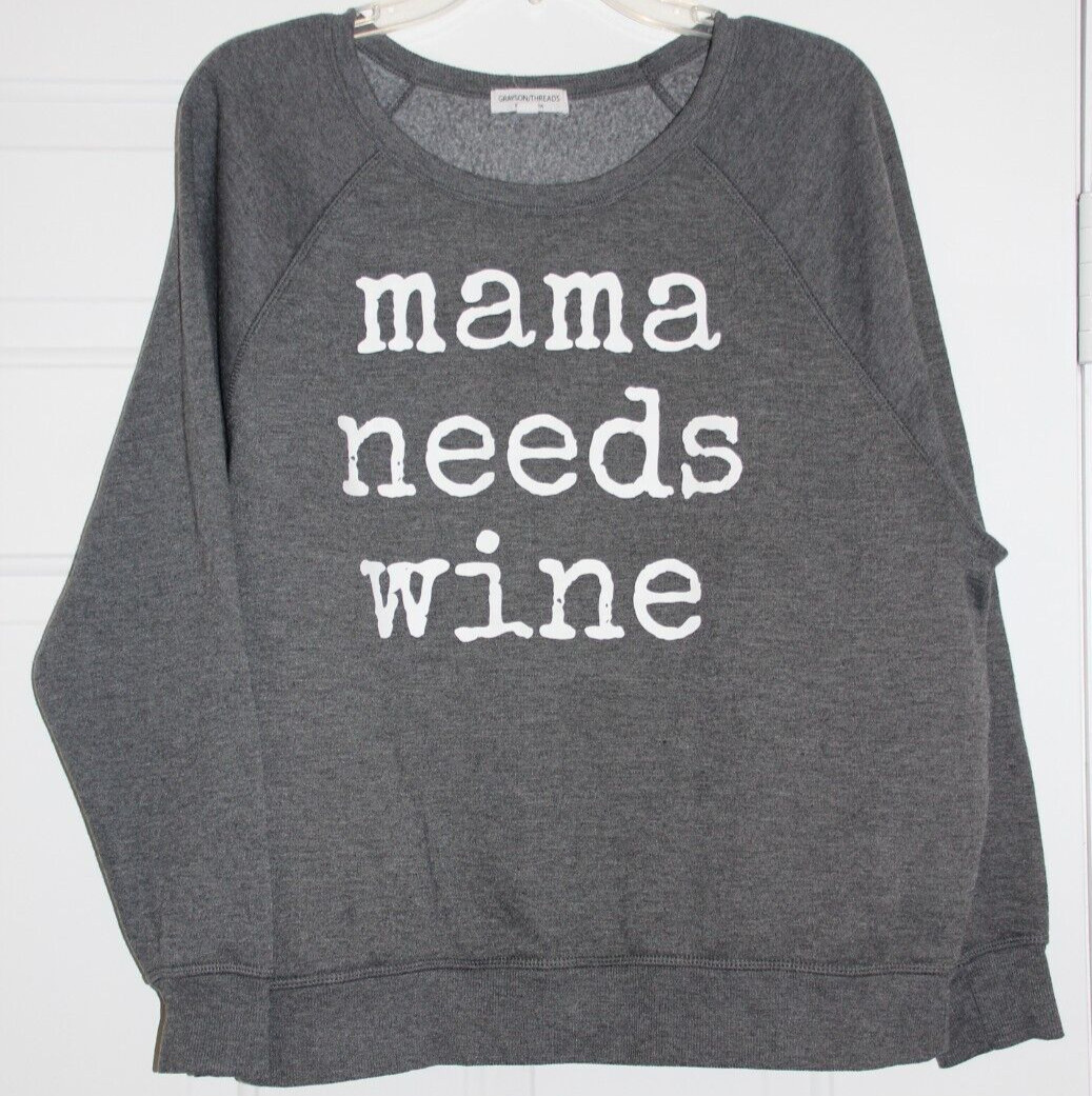 Grayson Threads Gray Mama Needs Wine Crewneck Swe… - image 1