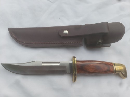 NEW BUCK KNIFE 119 SPECIAL 420HC ?? BLADE BROWN WOOD HANDLE LEATHER SHEATH - Picture 2 of 12