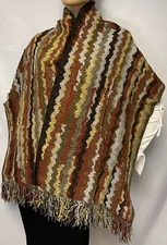 MISSONI Fringe Scarf in Brown 3338 0002 43x200 NEW